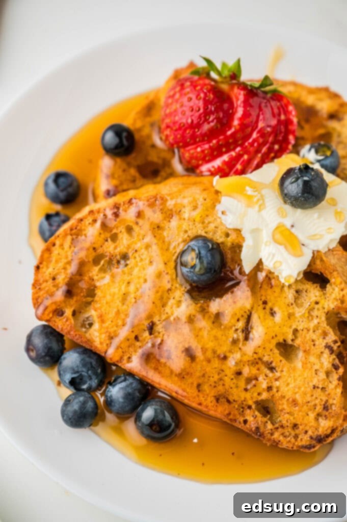 Golden Air Fryer French Toast 7 Close-up of the crisp, golden texture of Air Fryer French Toast.