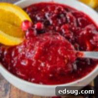 Quick Cranberry Compote 7 cropped close up of spooning cranberry sauce from a bowl