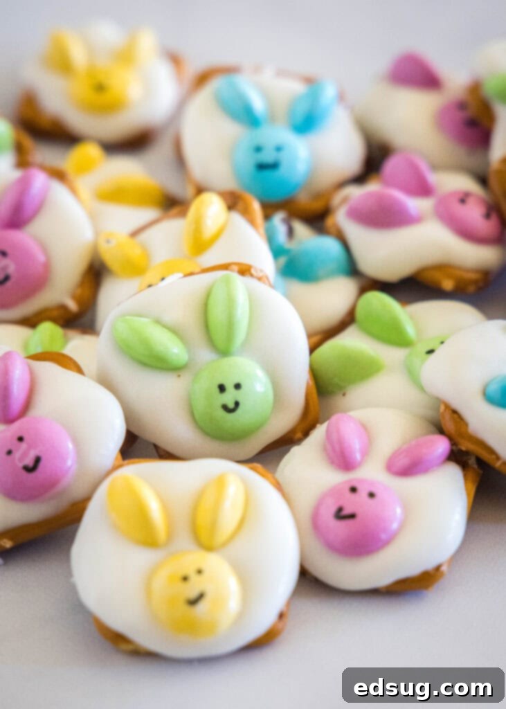A pile of freshly made Bunny Pretzels resting on a kitchen counter, ready to be enjoyed