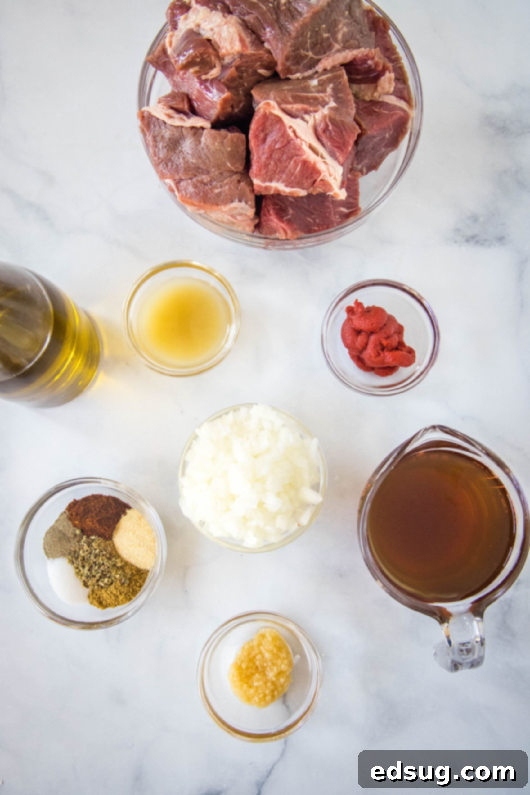 Smoky, juicy Mexican shredded beef is easy to make in the Instant Pot or Crock Pot! Perfect in tacos, enchiladas, or served over rice. Ingredients for Mexican shredded beef.