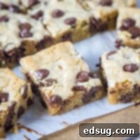 close up blondies on a cutting board