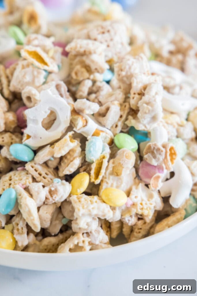 Velvet Trap 7 close up view of a bowl of bunny bait snack mix