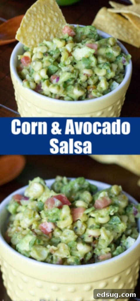Roasted Corn and Avocado Salsa 2 close up corn and avocado salsa for pinterest