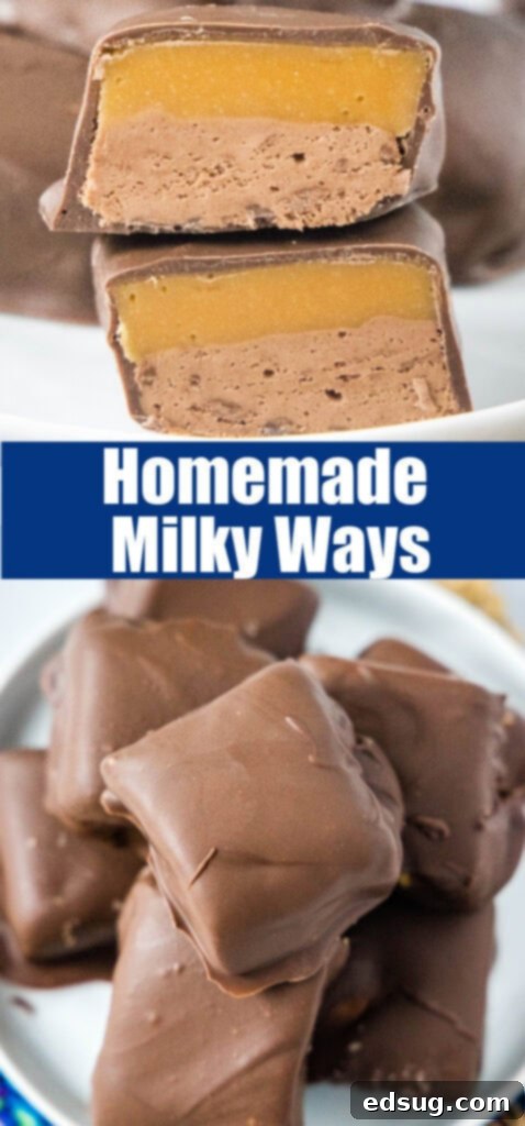Copycat Milky Way Candy Bars 6 close up homemade milky ways for pinterst