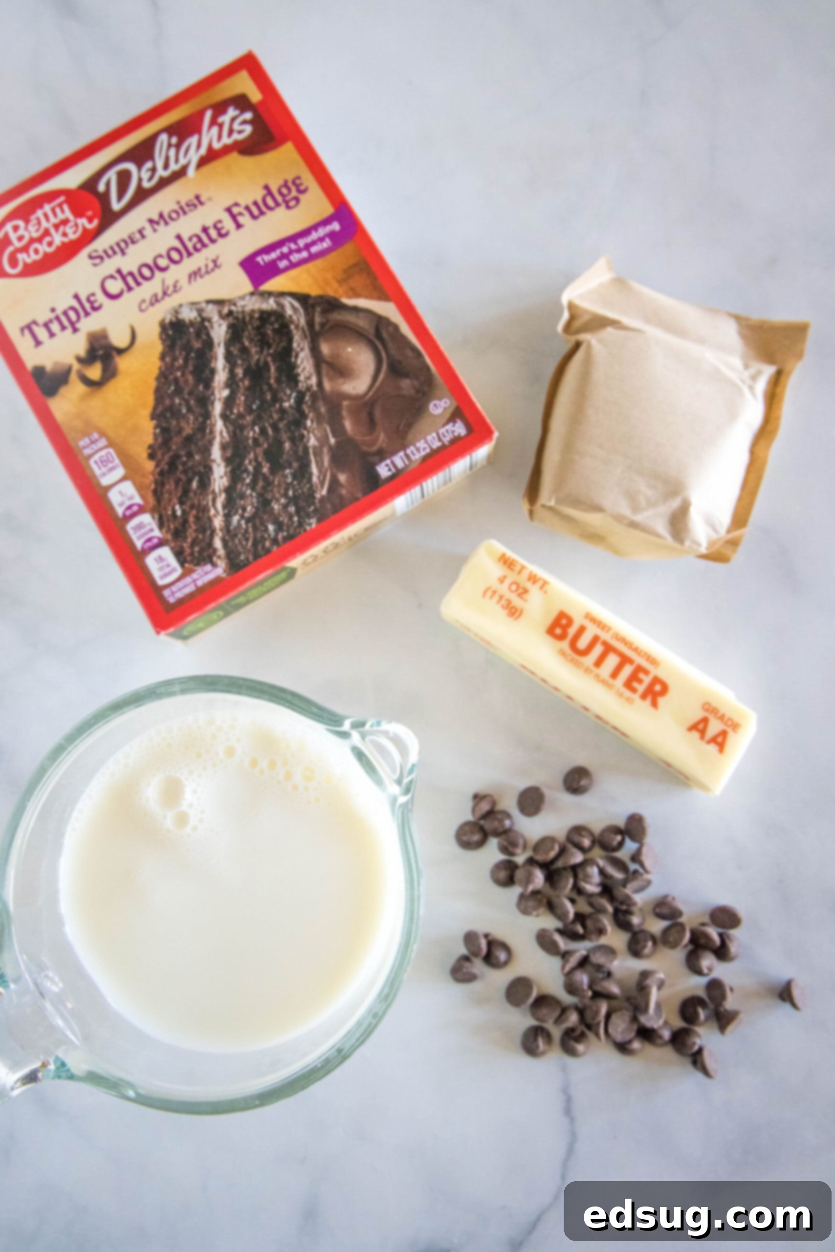 Ingredients for chocolate dump cake.