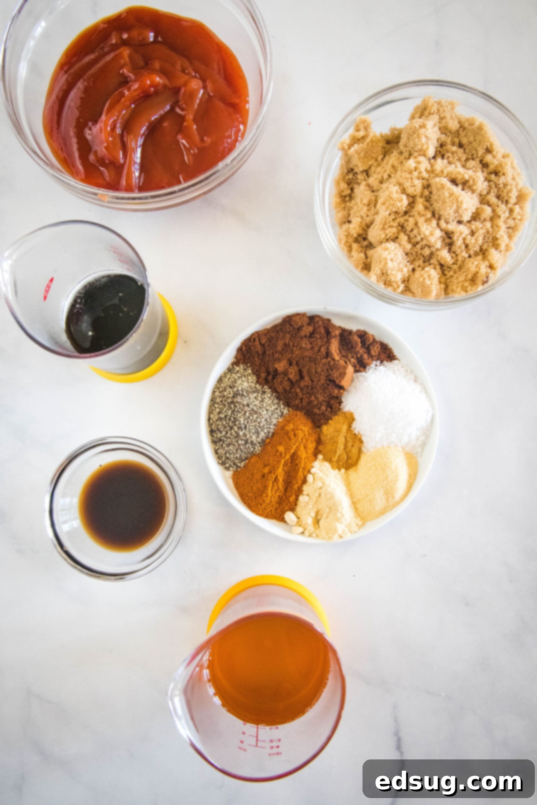 This easy homemade barbecue sauce tastes way better than store-bought! It’s sweet, tangy, and perfect on wings, ribs, grilled meat, and more. Ingredients for homemade barbecue sauce.