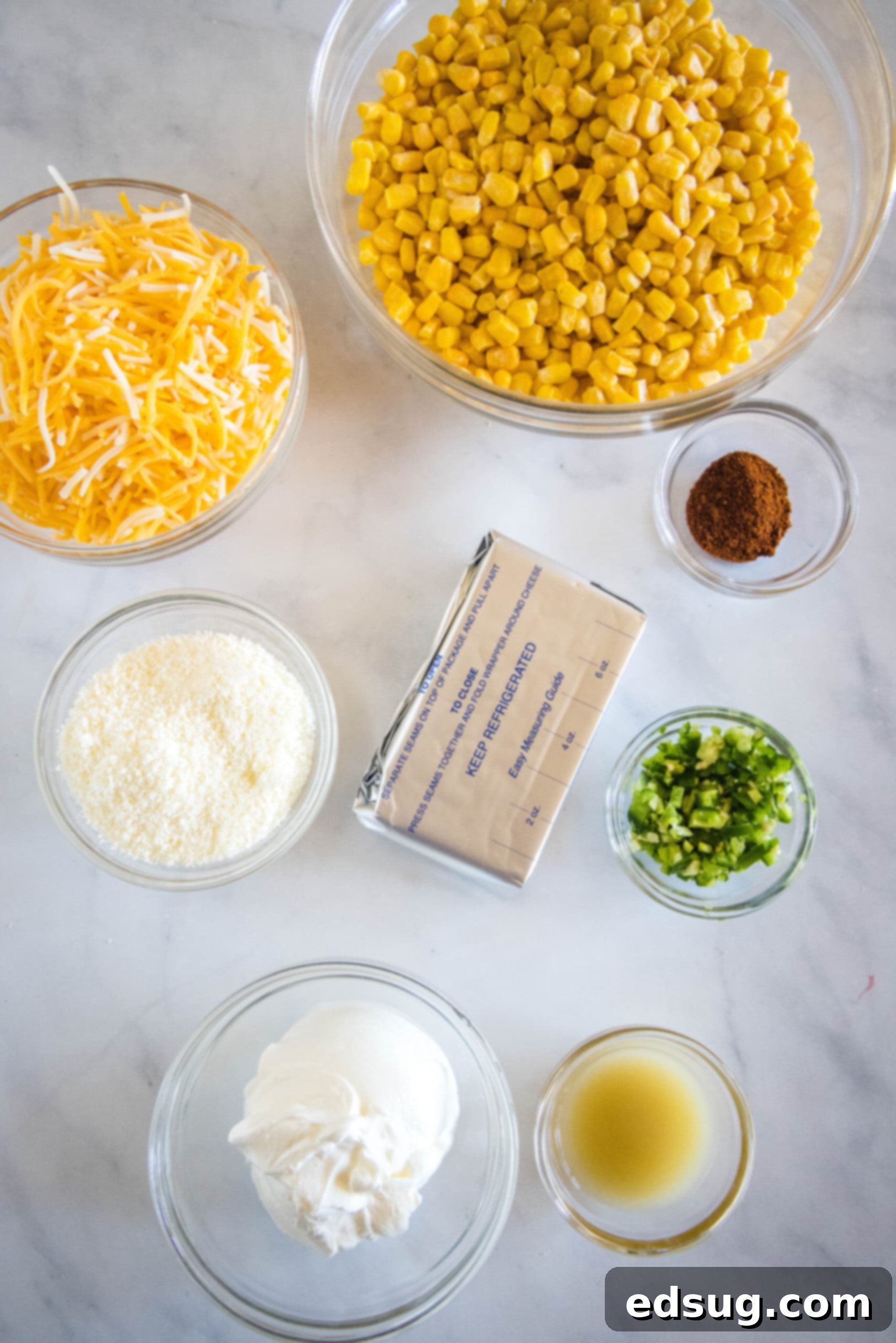 Ingredients for Mexican street corn dip.
