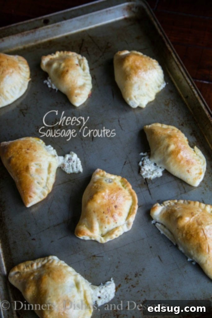 Toasted Sausage & Cheese Melts 1 cheesey sausage croutes on a plate