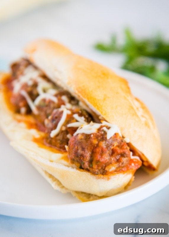 Delicious Meatball Sub Sandwiches with melted cheese, ready to serve