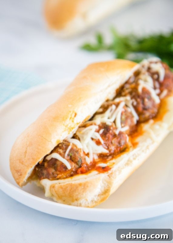 Easy meatball sandwich perfect for dinner or party appetizer
