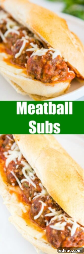 Delicious Easy Italian Meatball Sub Sandwiches with homemade or frozen meatballs, cheese, and toasted hoagie rolls.