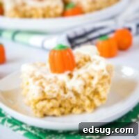 cropped image pumpkin rice krispie treat