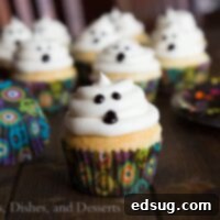 ghost cupcakes in wrappers