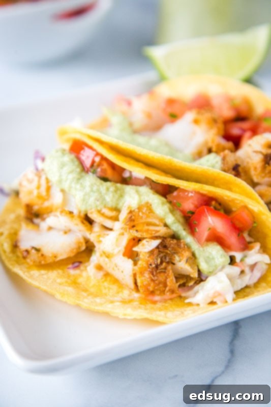 Zesty Fish Tacos 4 Lightly seasoned cod in warm corn tortillas, topped with fresh pico de gallo and crunchy cabbage slaw