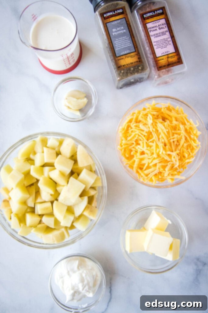 Ultimate Cheesy Mashed Potatoes 3 cheesy mashed potato ingredients