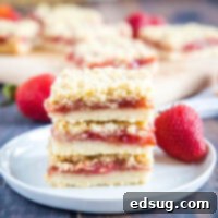 close up strawberry bars on a plate