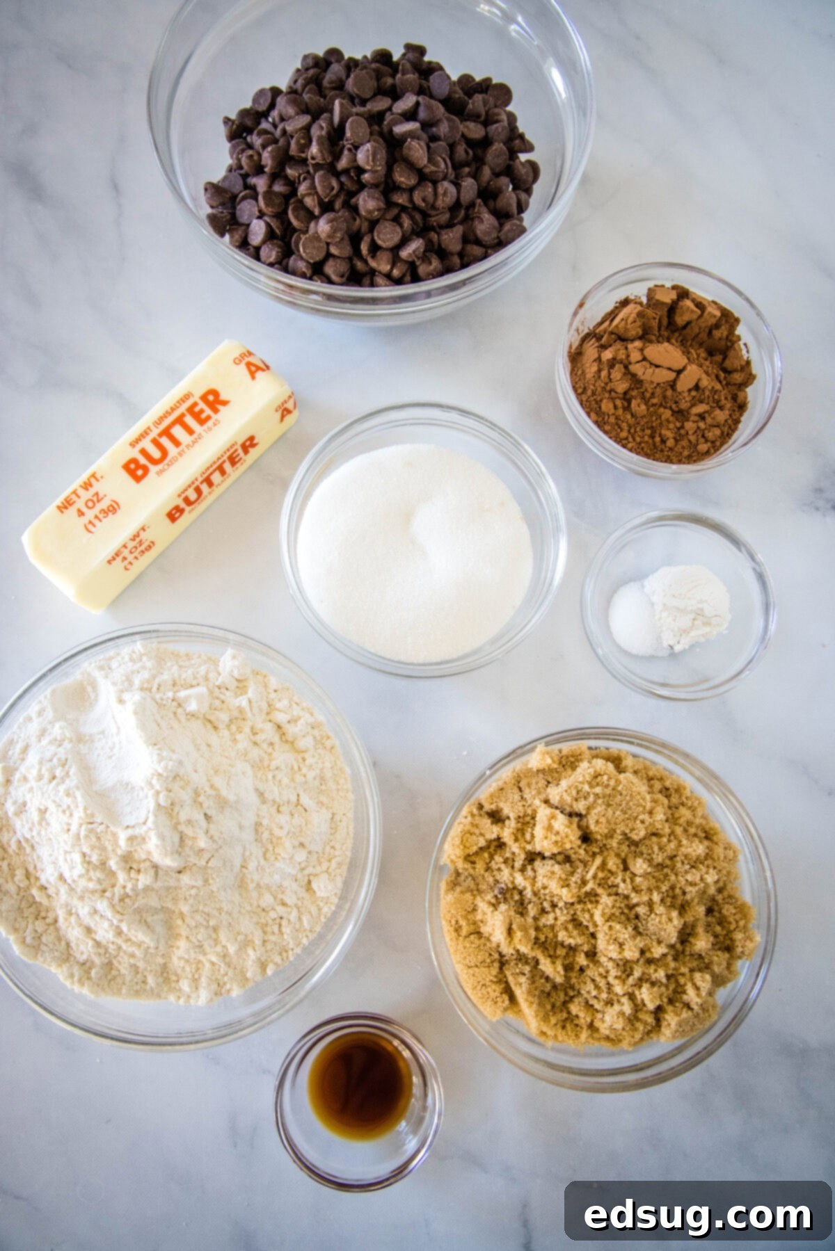 Decadent Chocolate Peanut Butter Truffle Cookies 3 peanut butter stuffed cookie ingredients laid out