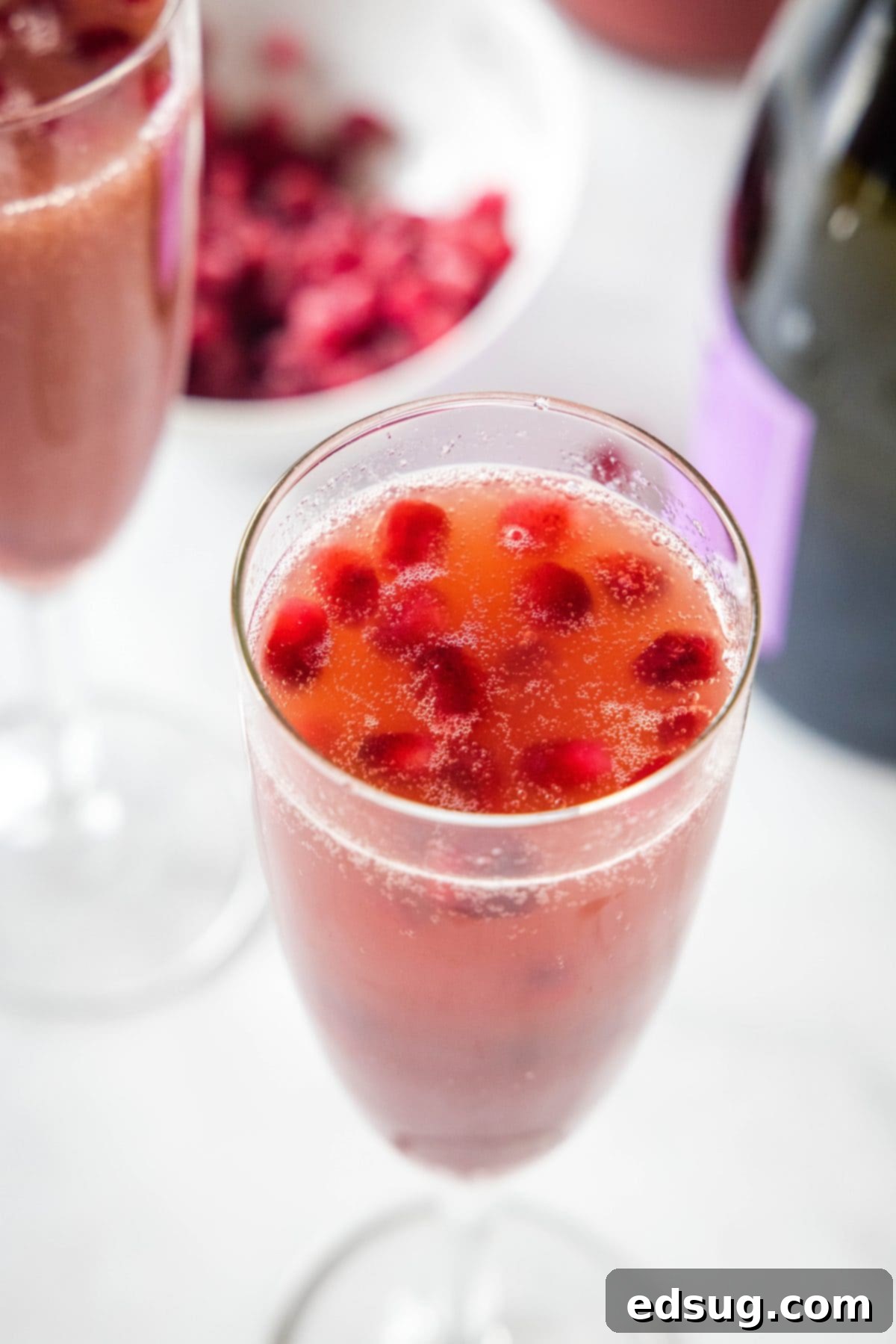 pomegranate mimosa with pomegranate seeds