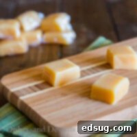 homemade caramels on a board