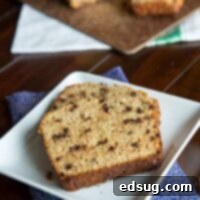 whole wheat chocolate chip banana bread on a plate