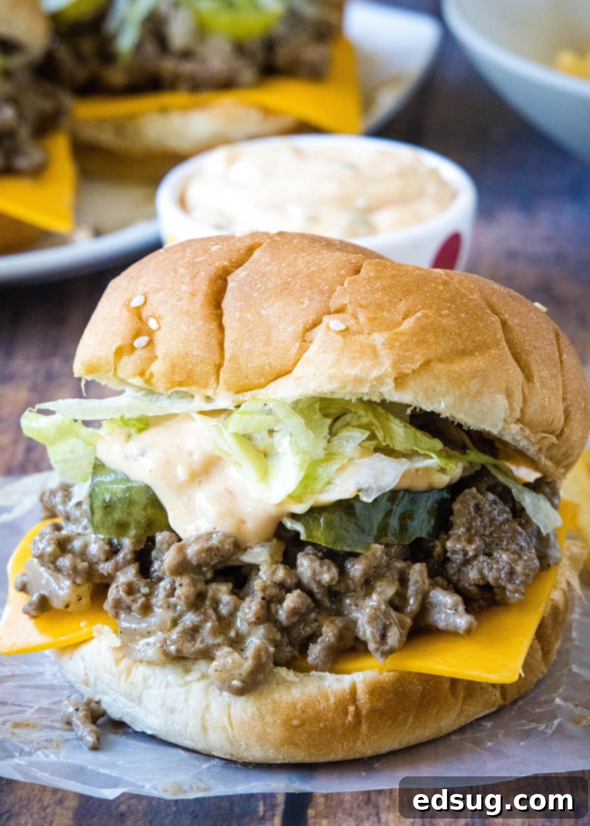 Copycat Big Mac Sloppy Joes 2 big mac sloppy joe on wax paper