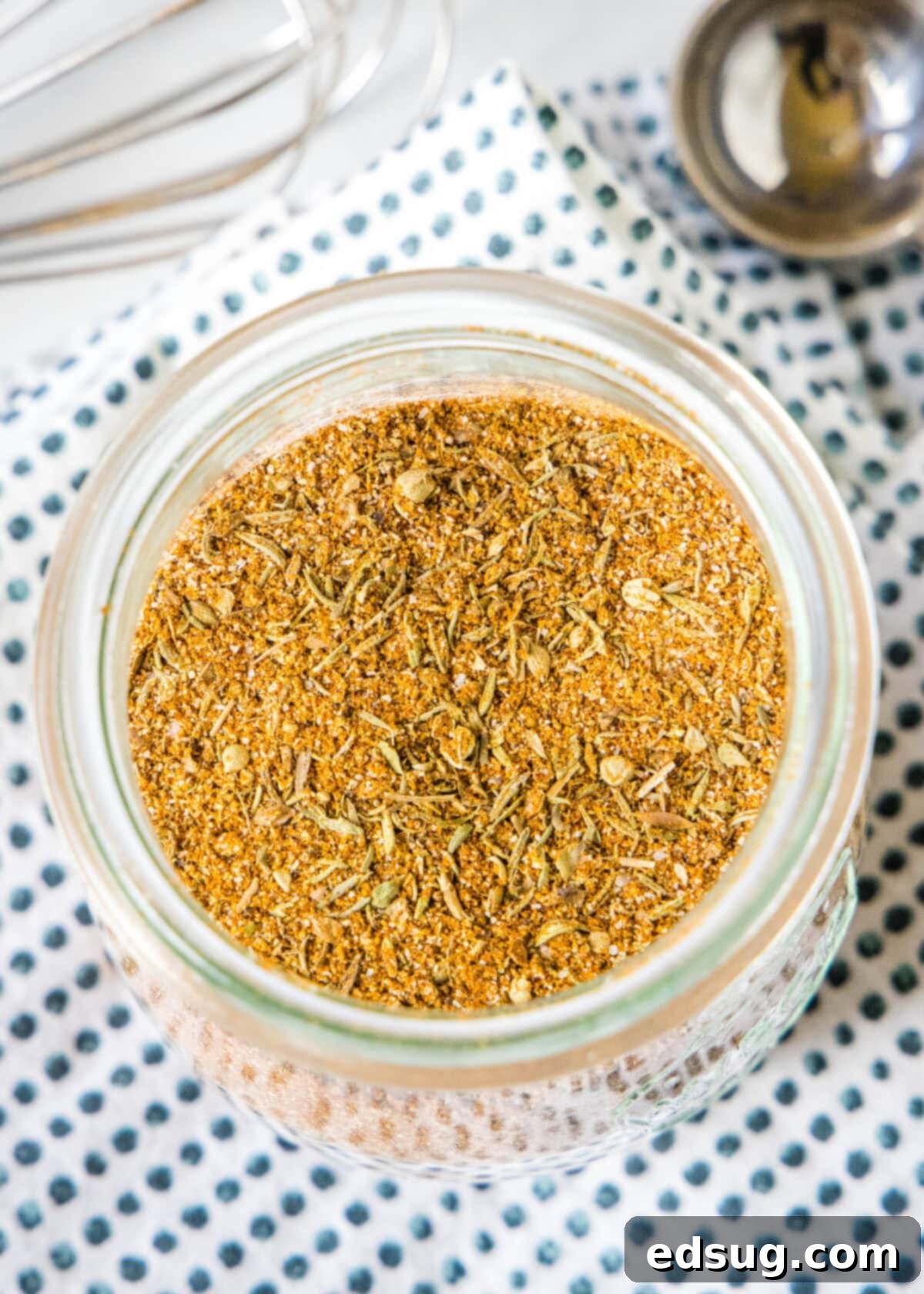 Cajun Blackening Blend 4 looking down on spice jar of blacken seasoning