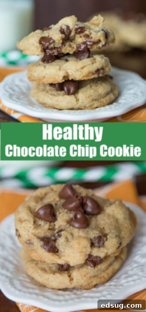 Wholesome Chocolate Chip Delights 2 Close up view of a perfectly baked healthy chocolate chip cookie