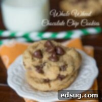 Whole wheat chocolate chip cookies on a plate