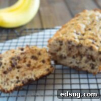 Moist Whole Wheat Coconut Banana Bread 1 coconut banana bread on a board