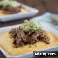 Tender Slow Cooker Balsamic Pork with Creamy Polenta and Velvety Avocado Cream 3 Slow Cooker Balsamic Pork with Polenta & Avocado Cream