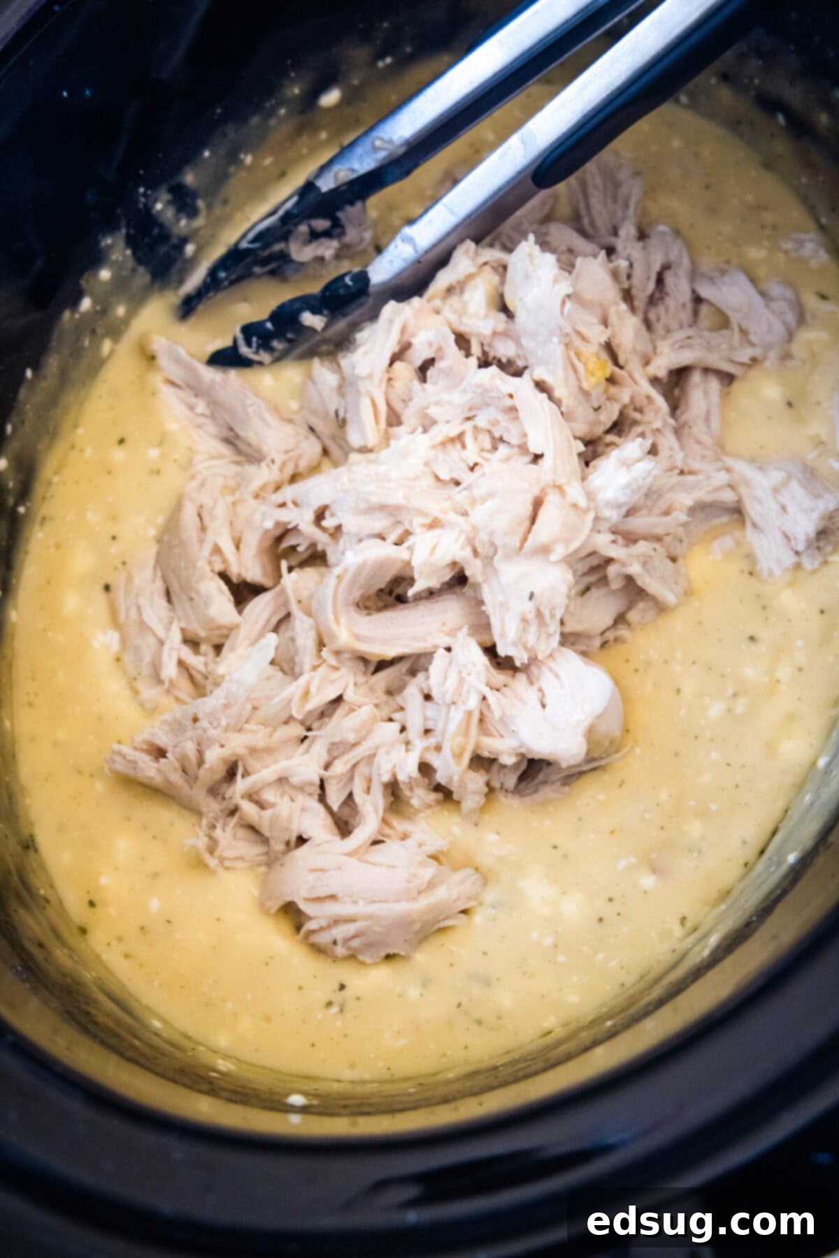 shredded chicken adding back to the crockpot