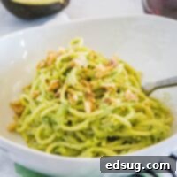 Velvety Avocado Dream Pasta 7 close up avocado pasta topped with walnuts