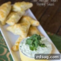 Golden Brazilian Chicken Pockets with Creamy Avocado Yogurt Dip 1 Brazilian Chicken Turnovers with a Cool Avocado Yogurt Dipping Sauce {Dinners, Dishes, and Desserts}
