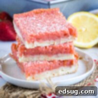 close up strawberry lemon bars