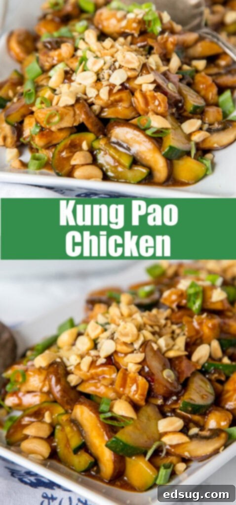 Sichuan Kung Pao Chicken 5 close up kung pao chicken stir fry on white plate