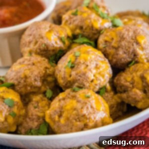 close up taco meatballs in a plate with salsa