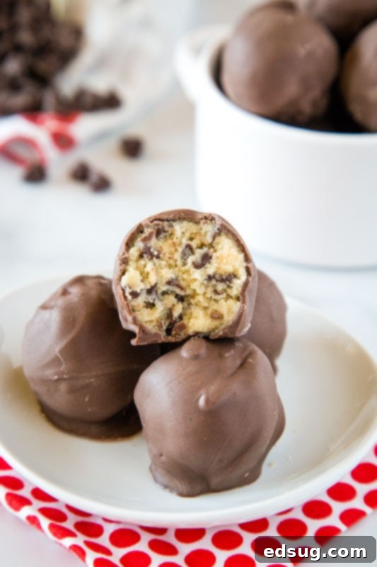 Decadent Cookie Dough Truffles 2 Chocolate Chip Cookie Dough Truffles are a great egg free cookie dough you can eat!