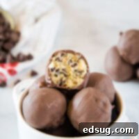 Decadent Cookie Dough Truffles 6 A bowl of cookie dough truffles with Cookie