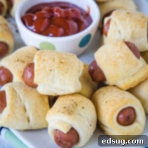 cropped close up mini pigs in a blanket on a plate