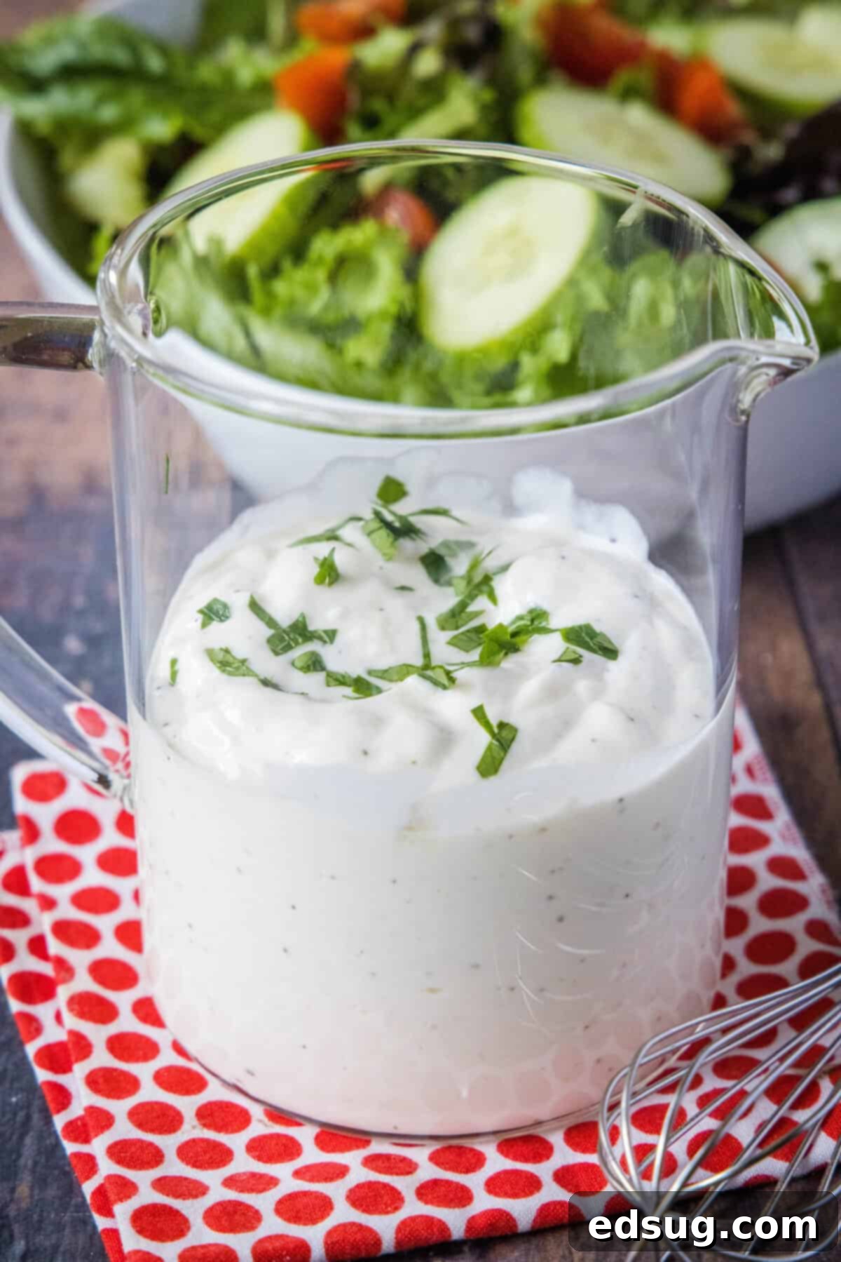 Velvety Garlic Dressing 2 creamy garlic dressing in a jar