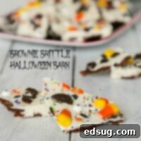 Brownie Brittle Halloween Bark, a fun and easy Halloween treat with candy