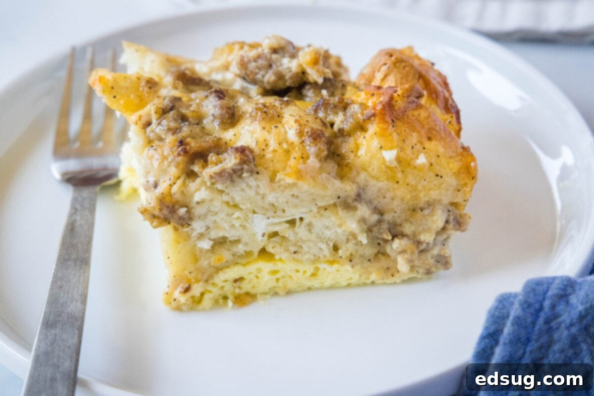 Southern Style Biscuits and Gravy Bake 6 slice of biscuits and gravy on a white plate