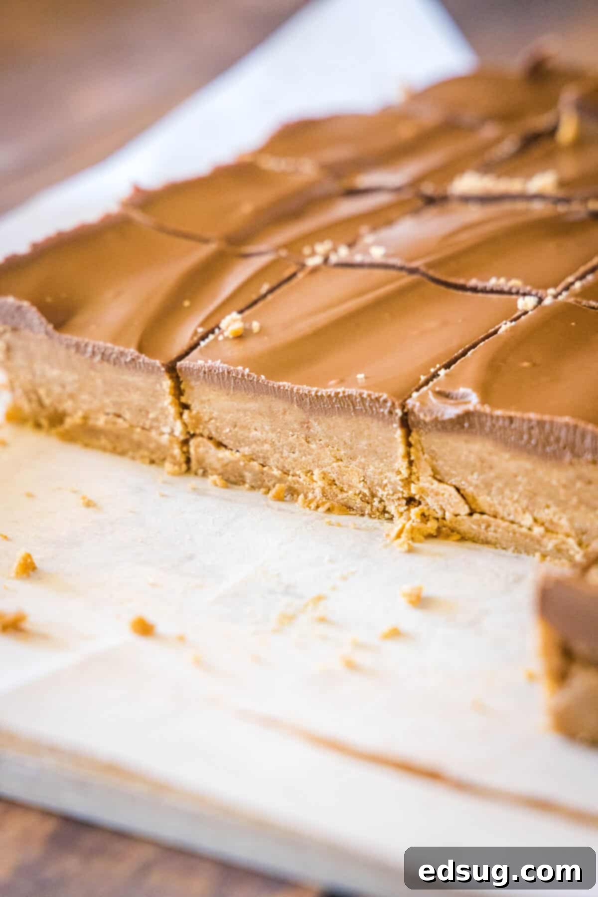 sliced biscoff bars on a cutting board
