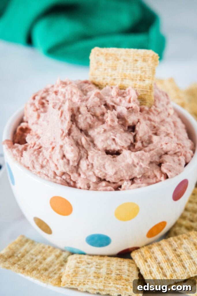 Savory Braunschweiger Dip 2 braunschweiger dip in a bowl with crackers