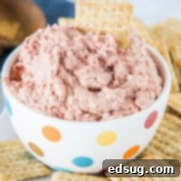 Savory Braunschweiger Dip 7 cropped close up braunschweiger dip in a bowl with crackers