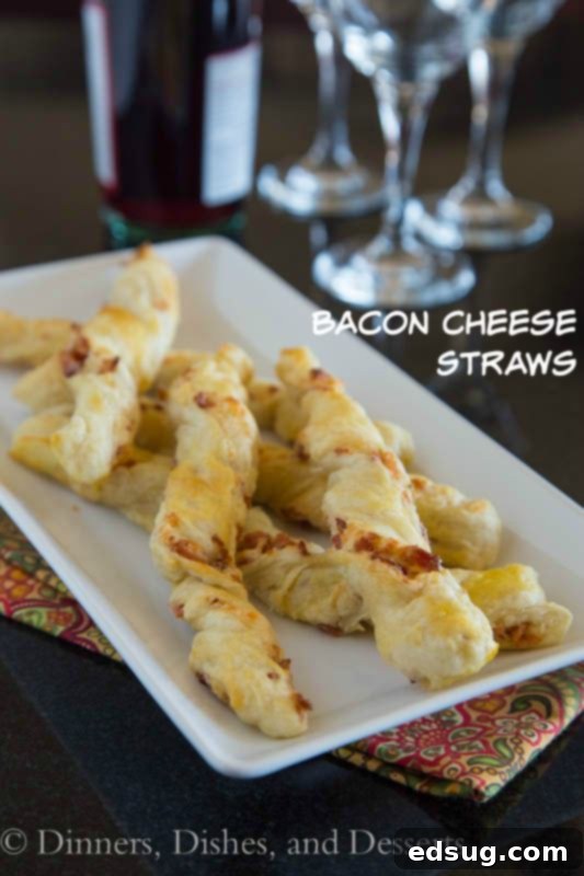 Delicious Bacon Cheese Straws ready for serving