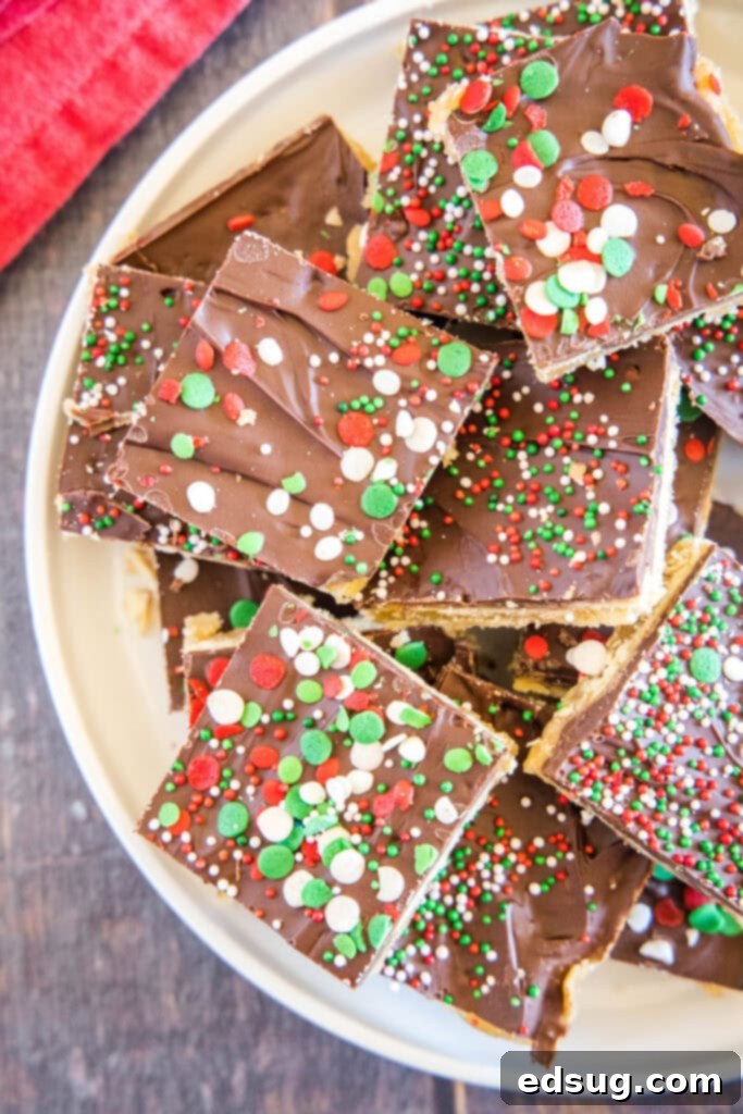 Addictive Chocolate Saltine Christmas Crack 4 christmas crack on a plate