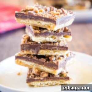 Addictive Chocolate Saltine Christmas Crack 6 cropped in close up of christmas crack