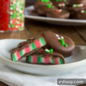 Red, White, and Green striped peppermint patties - perfect for the hoildays