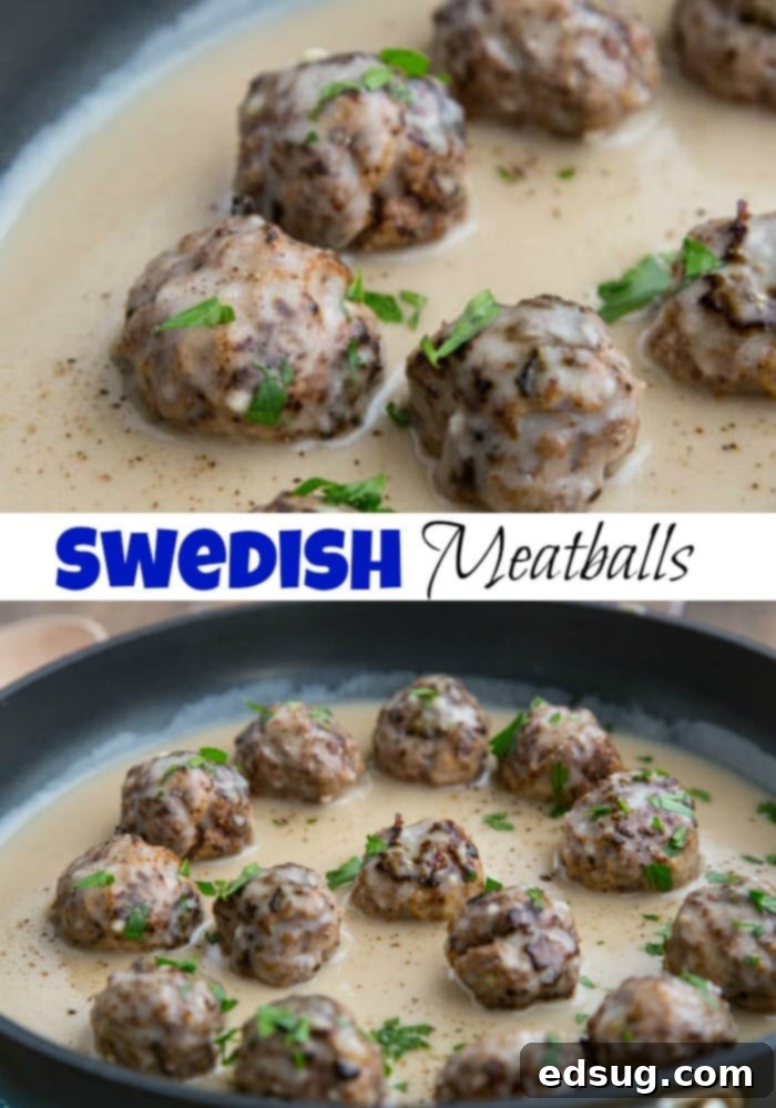 Grandma's Swedish Meatballs 3 Swedish Meatballs - Classic Swedish Meatballs seasoned with nutmeg and allspice, served in a rich beef gravy.  Perfect over egg noodles or mashed potatoes.